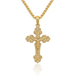 Collar Cruz Crucifijo Jesús Oro Amarillo Sólido 10K - Imagen 1 de 67