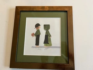 Vintage Framed Signed Print Art Picture Amish Couple "Come a Courtin" Farmhouse - Picture 1 of 6