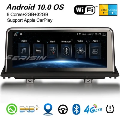 10.25" IPS Navi Android 10 Autoradio WiFi 4G CarPlay DVR DAB+ BMW X5 E70 X6 E71 - Bild 1 von 4