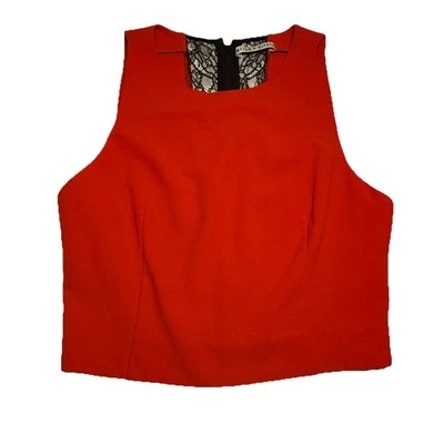 Alice Olivia Cropped Tank Red Black Back Lace Size Small - Изображение 1 из 4