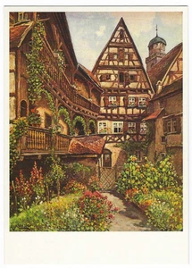 Dinkelsbuhl Germany Art Postcard Historic Hezelhof Street - Picture 1 of 2
