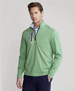 NWT $138 RLX Ralph Lauren Performance Jersey 1/4-Zip Fleece Pullover Green Small - Picture 1 of 7