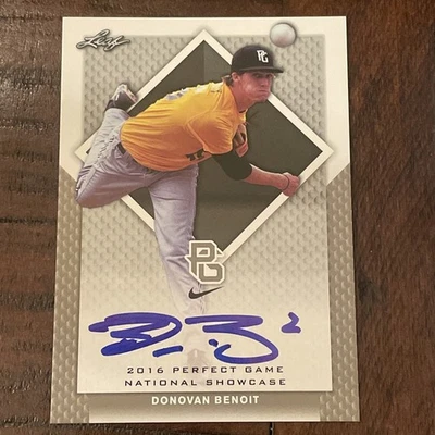 DONOVAN BENOIT 2016 LEAF "PERFECT GAME" ALL-AMERICAN RC #209 AUTO SIGNED IP - Image 1 of 4