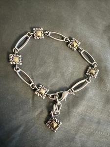 Bracciale vintage BRIGHTON 2 toni argento/oro maglia regolabile - Foto 1 di 5