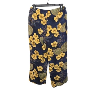 Tommy Bahama Silk Floral Pants Size 4 Blue Yellow Botanical Trousers Flaw - Picture 1 of 9