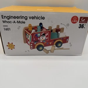Wooden Whac-A-Mole Game Engineering Vehicle By Moondog New - Picture 1 of 6