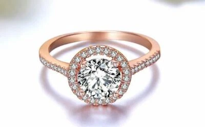 Anello di fidanzamento in argento con rivestimento oro rosa - Immagine 1 di 3