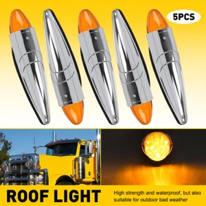 Luces marcadoras de cabina ámbar para torpedo 5 piezas luces LED cromadas superiores para camión techo - Imagen 1 de 13