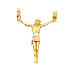GOLD -14K Lord Jesus Crucifix Cross Religious Charm Pendant For Necklace Chain - Picture 1 of 7