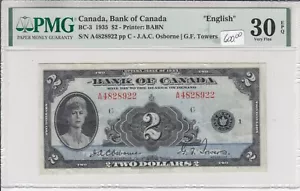 Billete de 2 dólares del Banco de Canadá 1935 - PMG muy fino 30 - Imagen 1 de 3