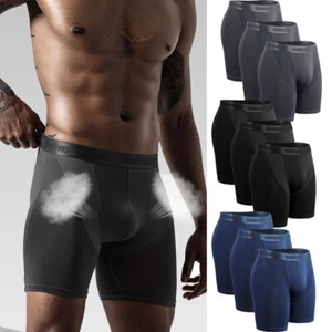 3PCS Mens Boxer Briefs Breathable Tagless Underwear Soft Comfort Flex Waistband - Picture 1 of 22