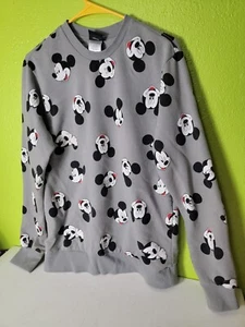 Disney Mickey Mouse Crew Sweatshirt Pull Over gray Adult size Medium All Over - Picture 1 of 5