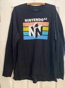 Vintage Nintendo 64 Cube Logo Youth Medium Schwarz Baumwolle Langarm T-Shirt - Bild 1 von 5