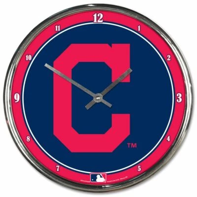 MLB CLEVELAND GUARDIANS CLOCK CHROME NEW - Image 1 of 4