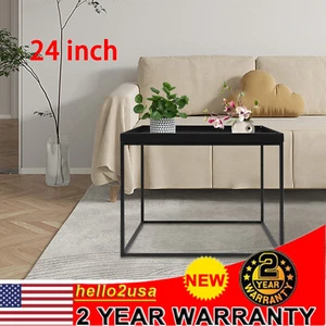 24" Square Table Metal Frame Table Portable Office Side End Table Camping Table - Picture 1 of 14