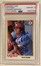 1978 Topps PETE ROSE Signed Baseball Card #20 PSA/DNA Auto 10 44 Game Hit Streak