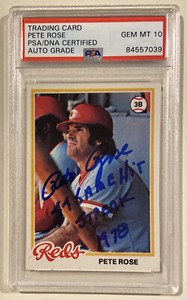 1978 Topps PETE ROSE Signed Baseball Card #20 PSA/DNA Auto 10 44 Game Hit Streak