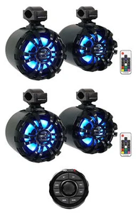 MB QUART GMR-1.5B Marine Bluetooth Receiver w/USB/Aux+(4) LED Tower Speakers - Picture 1 of 12
