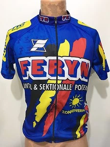 Camiseta deportiva de ciclismo Feryn para hombre 5 L cremallera completa manga corta azul amarillo rojo Bélgica - Imagen 1 de 6