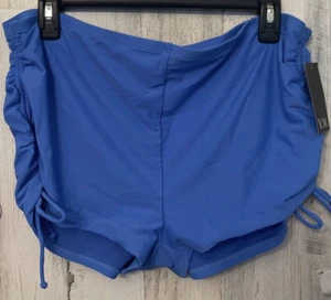 V.M. Side Drawstring Plus Size Scrunch Bikini Swim Bottom Blue 18W NWT 3519 - Picture 1 of 3
