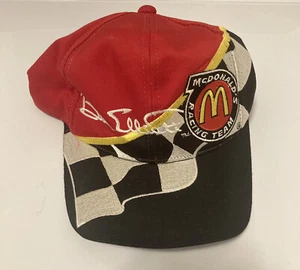 VINTAGE 90s Bill Elliot McDonalds Racing Snapback Checkered Flag Nascar Hat Cap - Picture 1 of 10