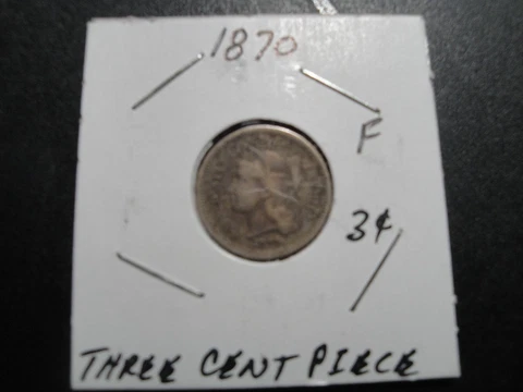 (1) Series 1870 Nickel Three Cent Piece F Circulated Condition Cover