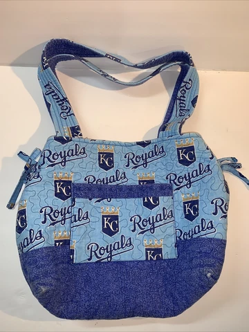 KC Kansas City Royals Carry Tote Bag Ladies Quilted Purse Travel Handbag Blue Cover