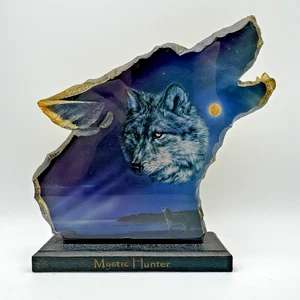 Bradford Exchange Wolf Plaque Mysteries Of The Wild Mystic Hunter Resin - Picture 1 of 5