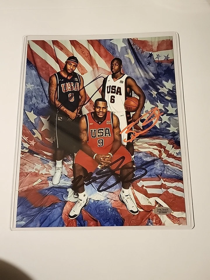 Lebron, Anthony & Wade Hand-Signed Autographed 8x10 Photograph W/COA Olympics - Image 1 of 4