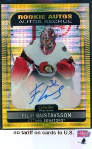 2021-22 OPC Platinum Rookie Autographs Seismic Gold #RFG Filip Gustavsson 7/25 - Picture 1 of 2