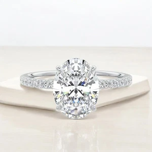 Engagement Ring Semi Mount 0.20 Ct Oval Cut Diamond Setting 950 Platinum - Picture 1 of 10