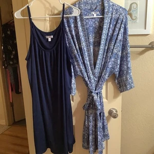 Secret Treasures Blue Floral Robe With Blue Chemise Nightgown Set - Picture 1 of 1