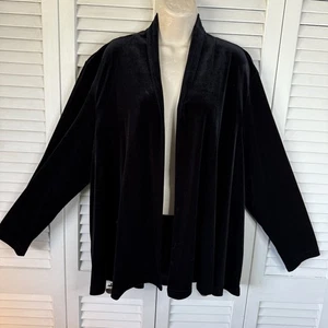 J.B.S Ltd. Plus Black Velvet Open Front Jacket 3X - Picture 1 of 8