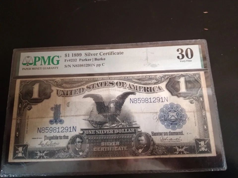1899 $1 Black Eagle Silver Certificate PMG VF30 Fr 228 One Dollar *K235 - Image 1 of 4