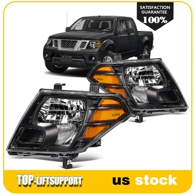 2Pcs Pair Headlights For Nissan For Frontier Pickup 4-Dr 2009-2021 Black Housing - Image 1 of 4