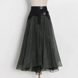 Cintura Gótica Estilo Vintage Fiesta Elegante Damas Punk Malla Falda Tul Capas Altas - Imagen 1 de 11