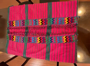 Guatemala Handwoven Bedspread Table Cloth Textile 108 X 110 Cotton - Picture 1 of 12