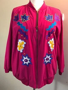 Chaqueta con cremallera con aplique con aplique TEDDI talla grande 1X retro años 80 - Imagen 1 de 5