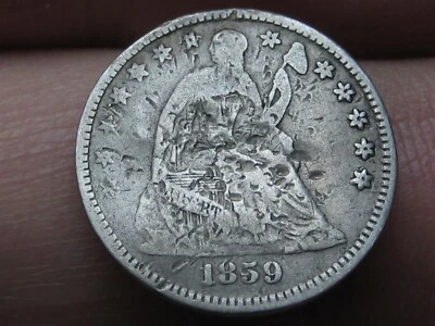 Media moneda de diez centavos 1859 P Seated Liberty - Filadelfia, detalles buenos/en muy buen estado Foto 1 de 4