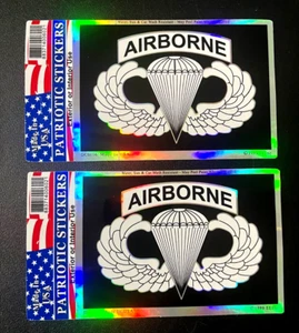 DOS (2) CALCOMANÍAS/PEGATINAS AEROTRANSPORTADAS DEL EJÉRCITO DE EE. UU. (DC-2) 4" DE ANCHO - Imagen 1 de 4