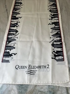 Queen Elizabeth 2 E2  Ship Scarf Italy 10.5” X 53” Rectangle People To People - Picture 1 of 8