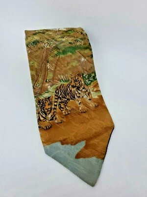 Corbata de cuello de Wembley especies en peligro de extinción para hombre 100 % seda cachorros de tigre 57,75 l x 4 ancho Foto 1 de 4