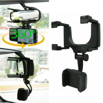 360° Rotating Car Rearview Mirror Mount Stand Holder Cradle For Cell Phone GPS - Image 1 of 4