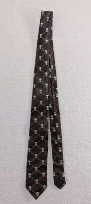 Corbata Calavera Negra Marrón Rayas Rojo Rayo Halloween 46" Larga Terror Diversión  Foto 1 de 4