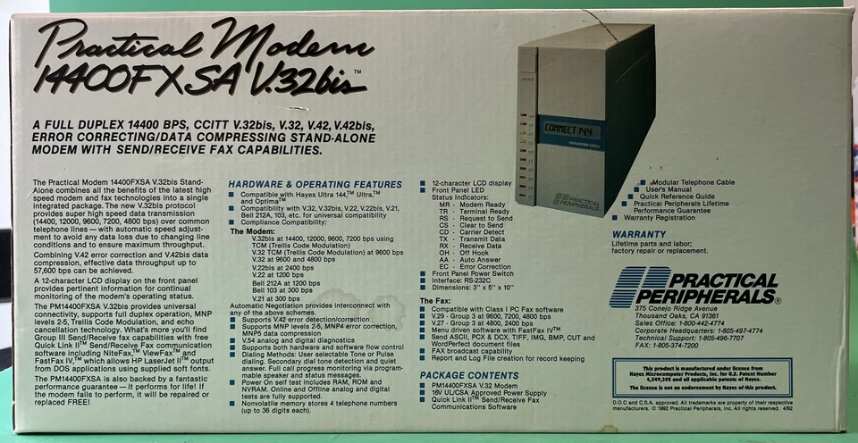 Practical Peripherals 14400FXSA External Modem V32Bis - Image 1 of 4