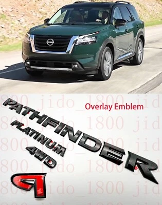 Gloss Black Overlay EMBLEM FITS 2022-2024 NISSAN PATHFINDER Platinum 4WD MODELS - Image 1 of 4