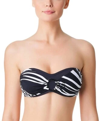 Top de bikini Bleu Rod Beattie Bandeau detalle de anillo a rayas negro blanco 12 Foto 1 de 4
