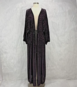 Bata kimono de terciopelo Free People Intimately In My Heart Burnout XL púrpura hada - Imagen 1 de 23