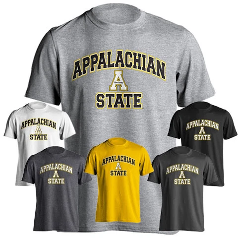 Appalachian App State Mountaineers Arch Text Block A Logo Short Sleeve T-Shirt Cover