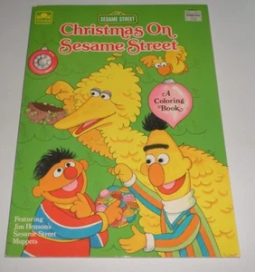 Libro para colorear vintage de Navidad de Plaza Sésamo 1985 raro Honkers Sherlock Hemlock - Imagen 1 de 9